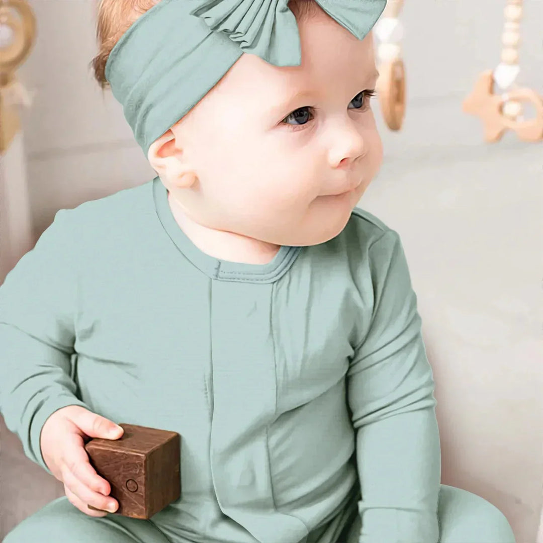 Sage Magnetic Footie Romper , Sage Magnetic Footie Romper - Newborn