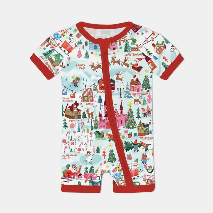 Santa's City Maps Shorty Zippy , Santa's City Maps Shorty Zippy - 0-3M / Red