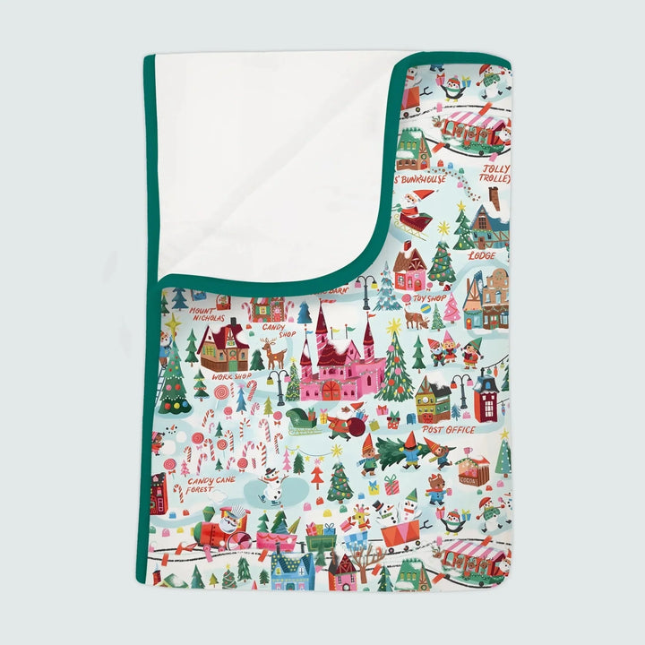 Santa's City Maps Toddler Blanket , Santa's City Maps Toddler Blanket - Green