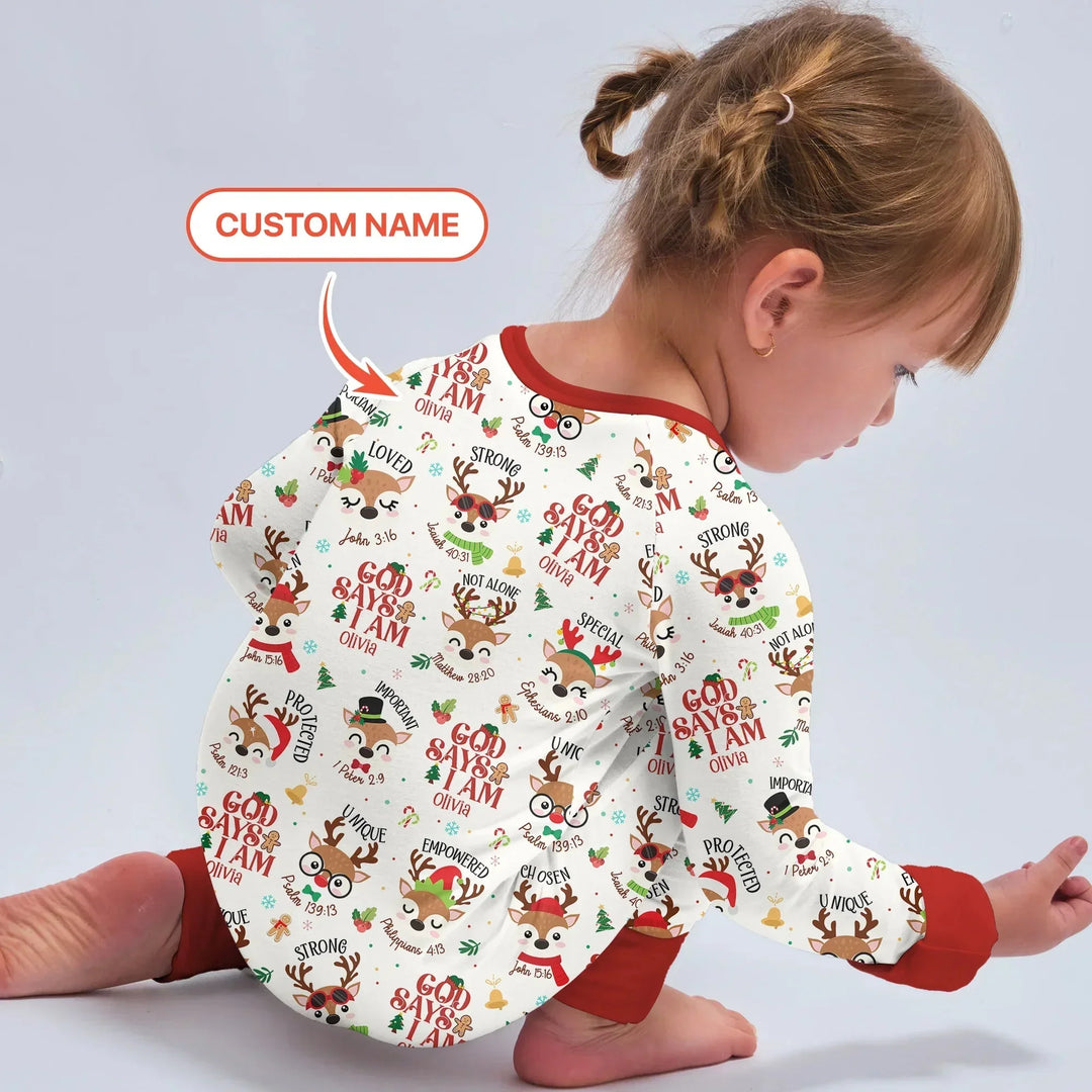 Santa’s Reindeer God Says I Am Custom Name Convertible Zippy , Santa’s Reindeer God Says I Am Custom Name Convertible Zippy - 0-3M