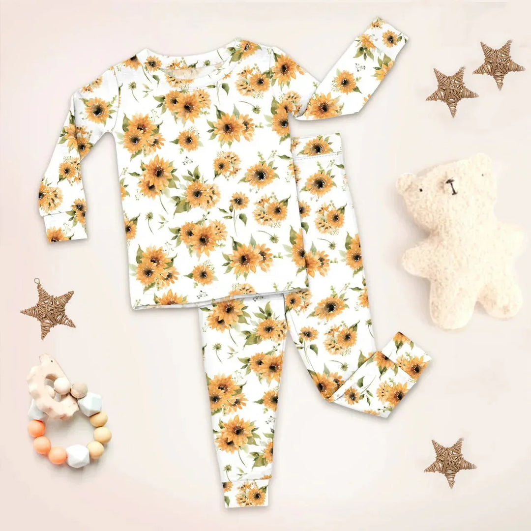 Savannah's Sunflowers Two Piece Long Sleeve Pajama Set , Savannah's Sunflowers Two Piece Long Sleeve Pajama Set - 12-18M