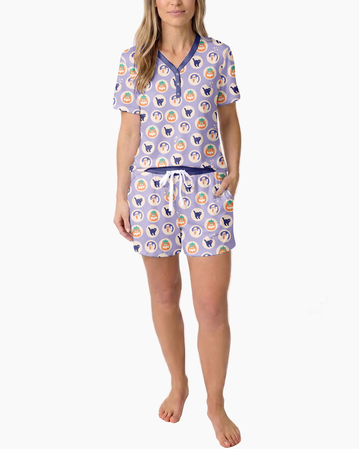 Boo Crew Bamboo Women Short Sleeve Short Pajama Set