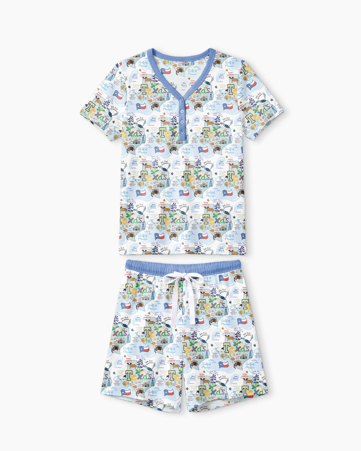 Texas Map Family Matching Bamboo Women Short Sleeve Short Pajama Set