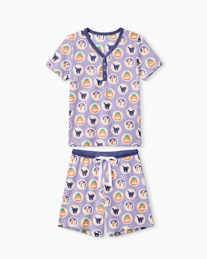 Boo Crew Bamboo Women Short Sleeve Short Pajama Set