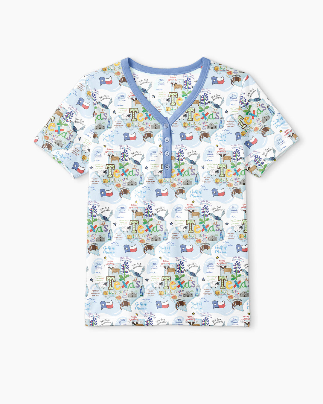 Texas Map Family Matching Bamboo Women Short Sleeve Short Pajama Set
