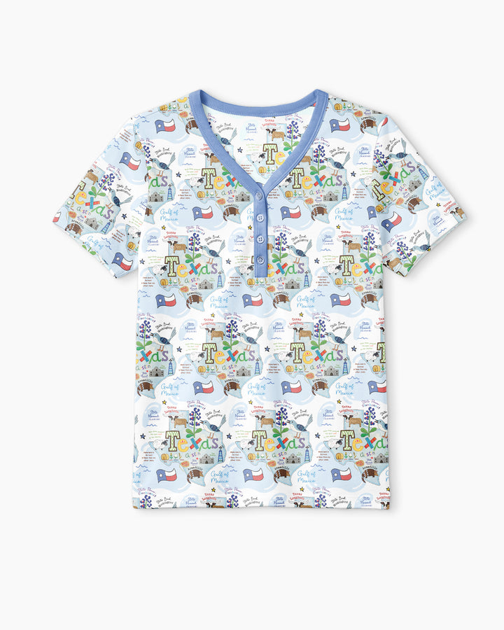 Texas Map Family Matching Bamboo Women Short Sleeve Short Pajama Set