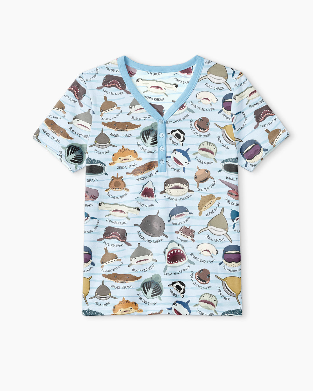 Shark Faces Bamboo Women Short Sleeve Short Pajama Set