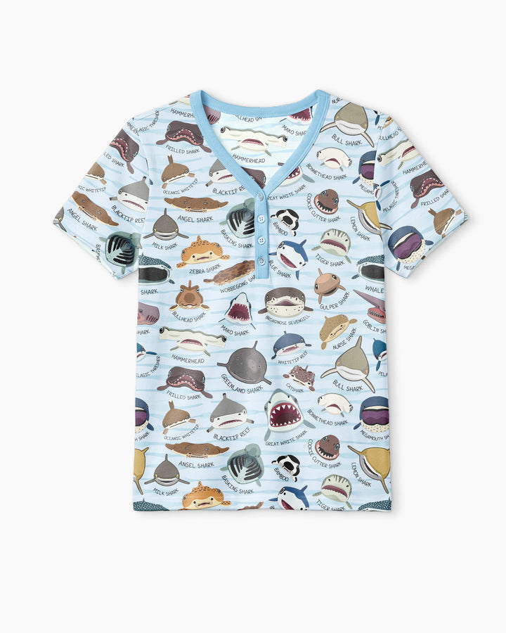 Shark Faces Bamboo Women Short Sleeve Short Pajama Set