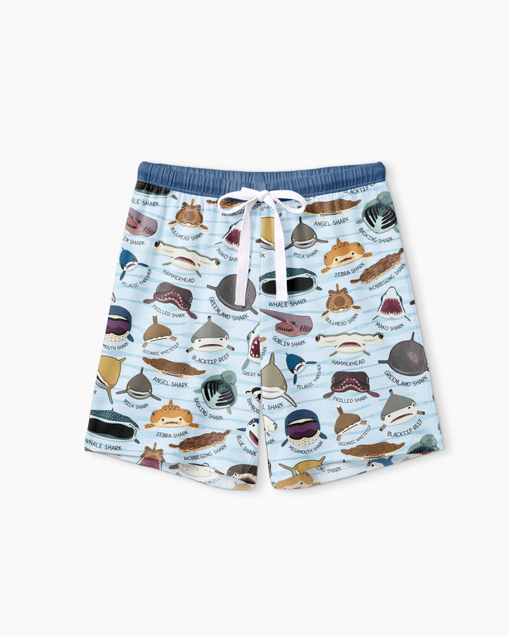Shark Faces Bamboo Women Short Sleeve Short Pajama Set