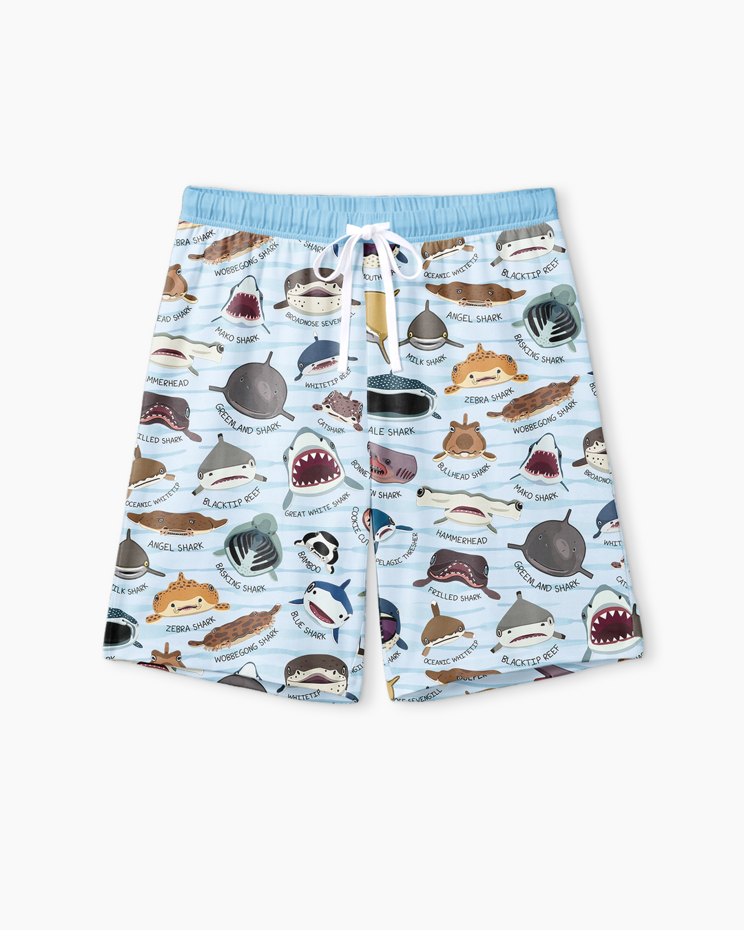 Shark Faces Bamboo Men Short Sleeve Short Pajama Set
