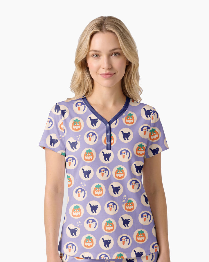 Boo Crew Bamboo Women Short Sleeve Short Pajama Set