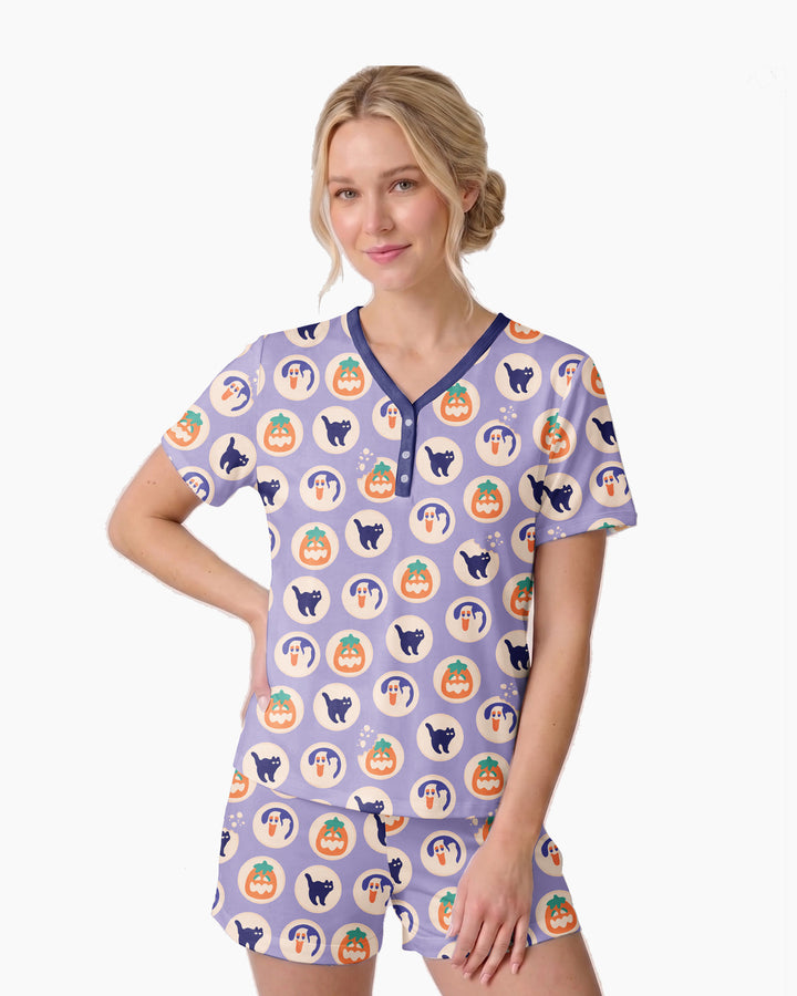 Boo Crew Bamboo Women Short Sleeve Short Pajama Set