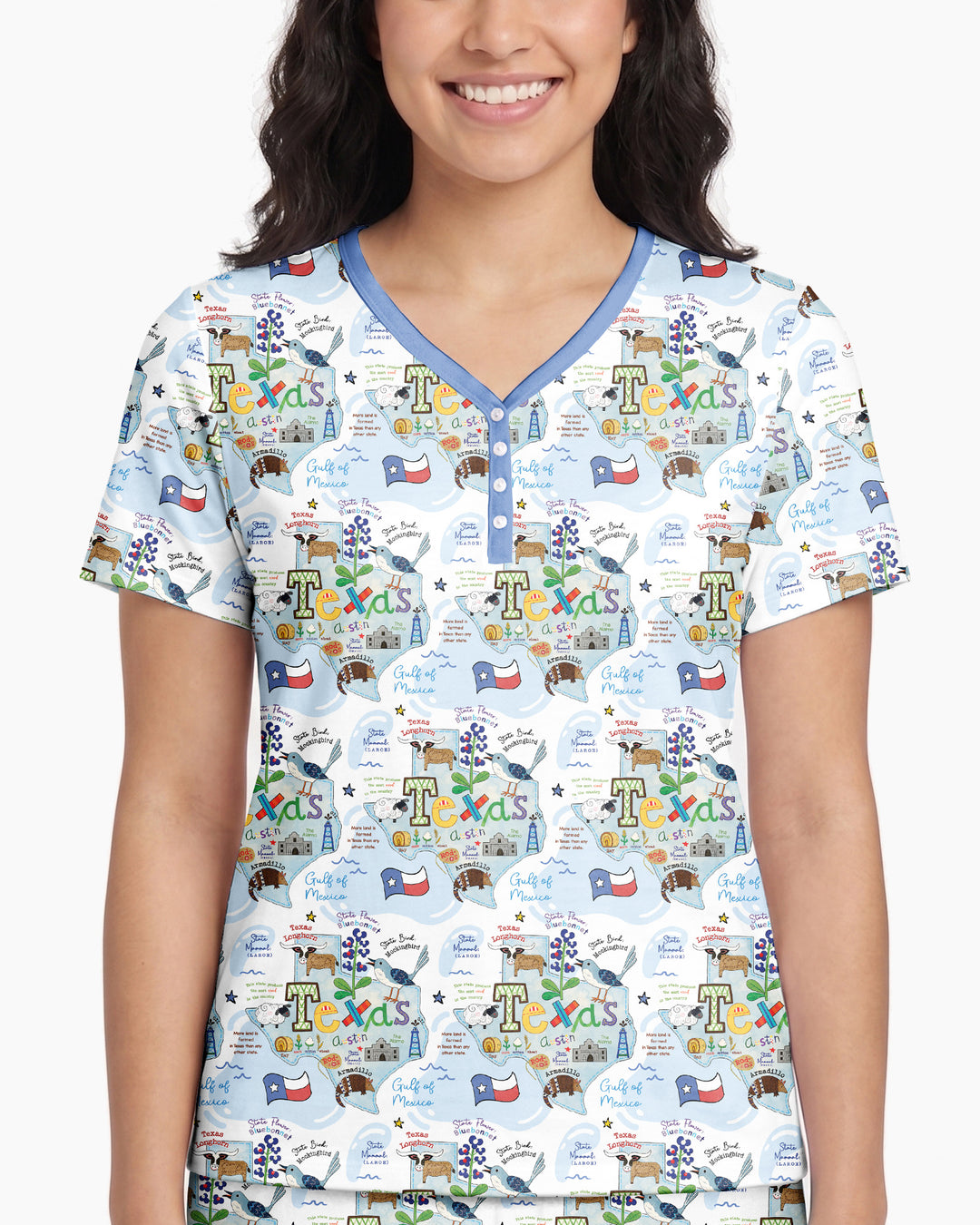 Texas Map Family Matching Bamboo Women Short Sleeve Short Pajama Set