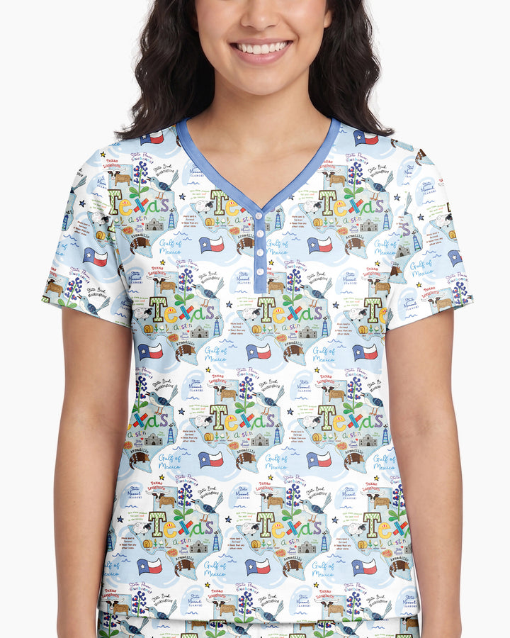 Texas Map Family Matching Bamboo Women Short Sleeve Short Pajama Set