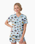 Shark Faces Bamboo Women Short Sleeve Short Pajama Set