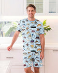 Shark Faces Bamboo Men Short Sleeve Short Pajama Set