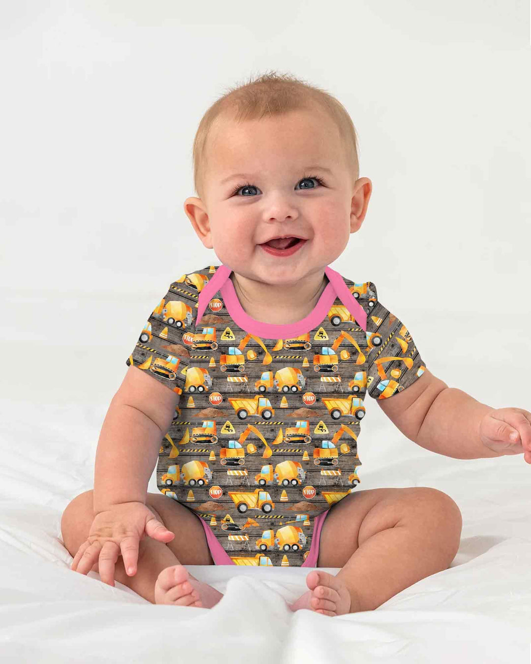 Construction Vehicles Bamboo Bodysuit