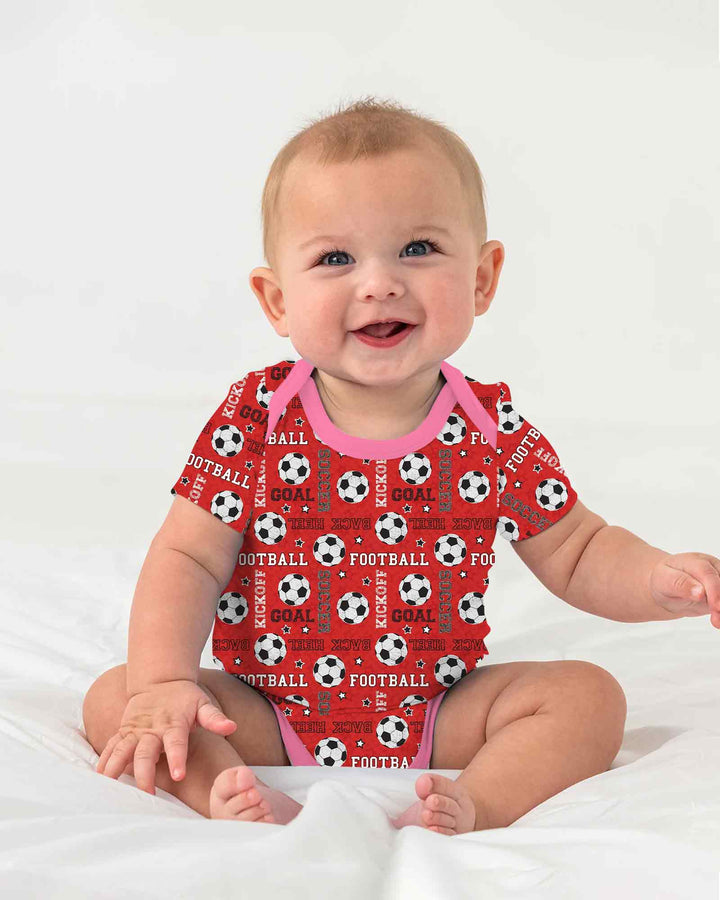 Red Soccer Ball Bamboo Bodysuit