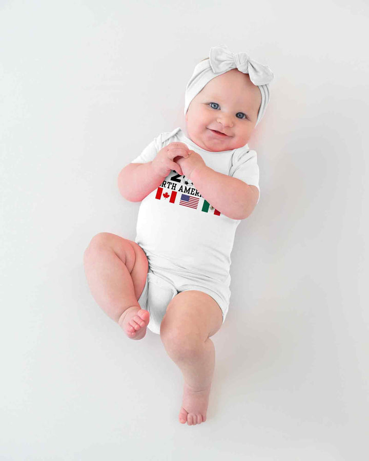 Soccer 2026 USA Canada Mexico Flags Bamboo Bodysuit