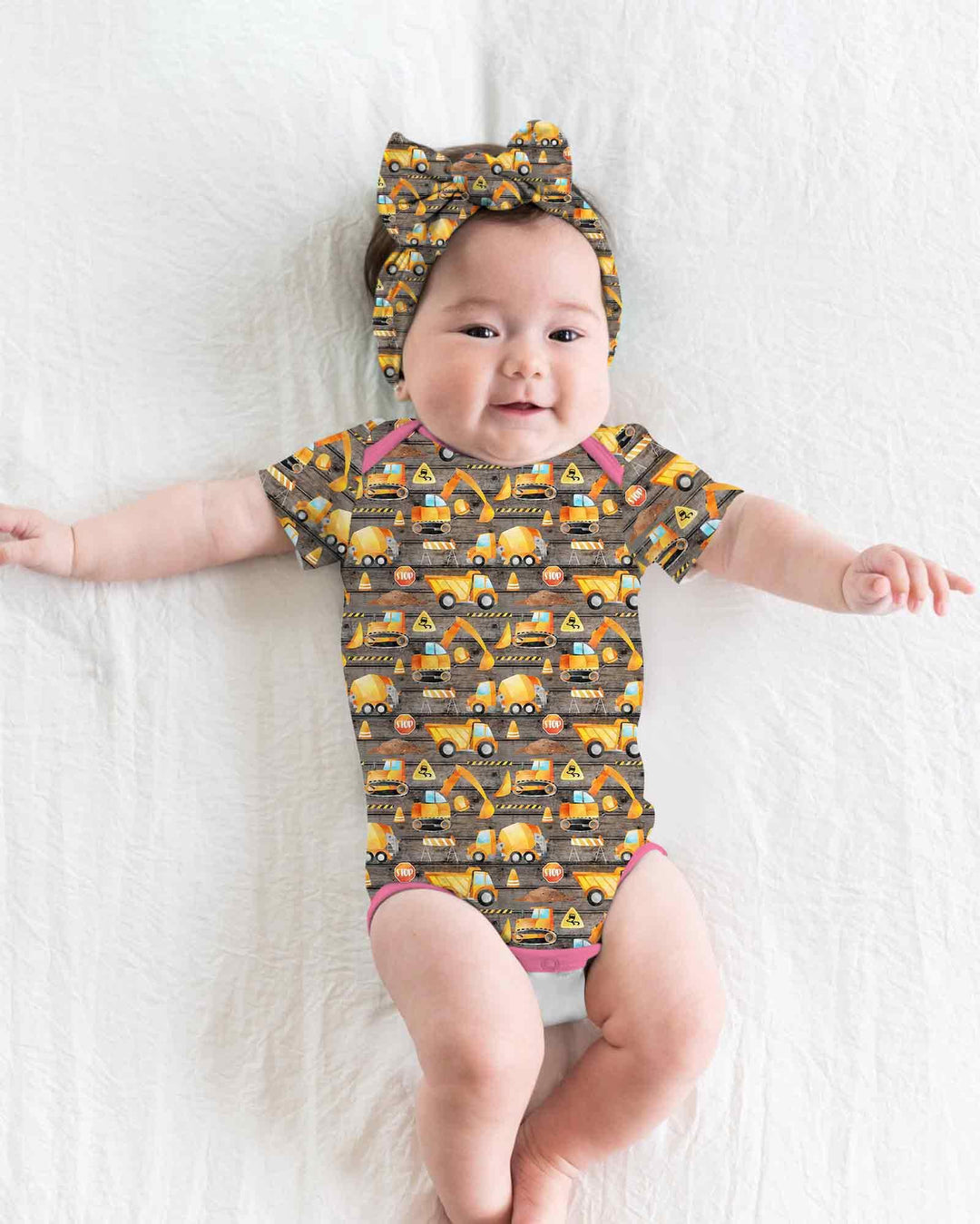Construction Vehicles Bamboo Bodysuit