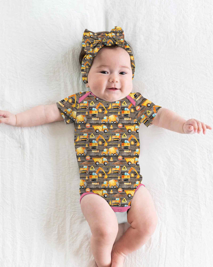 Construction Vehicles Bamboo Bodysuit