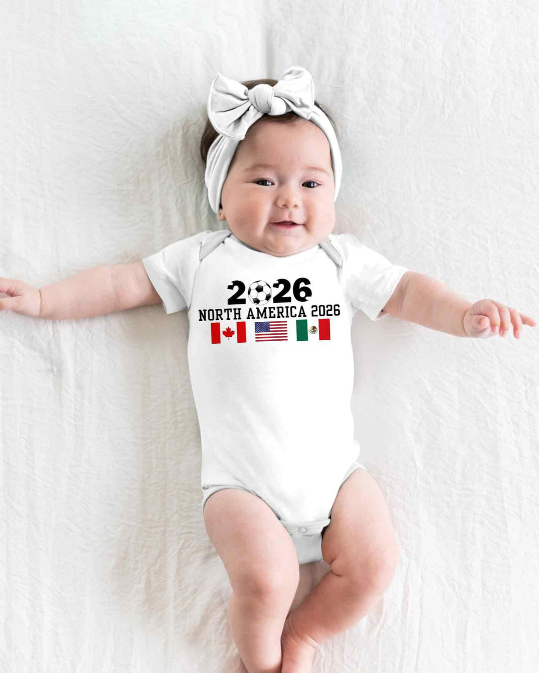Soccer 2026 USA Canada Mexico Flags Bamboo Bodysuit