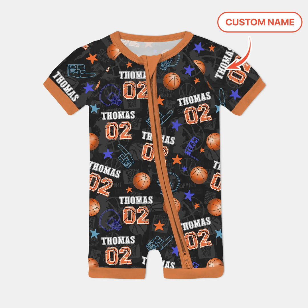 Custom Name Basketball Time Bamboo Shorty Zippy