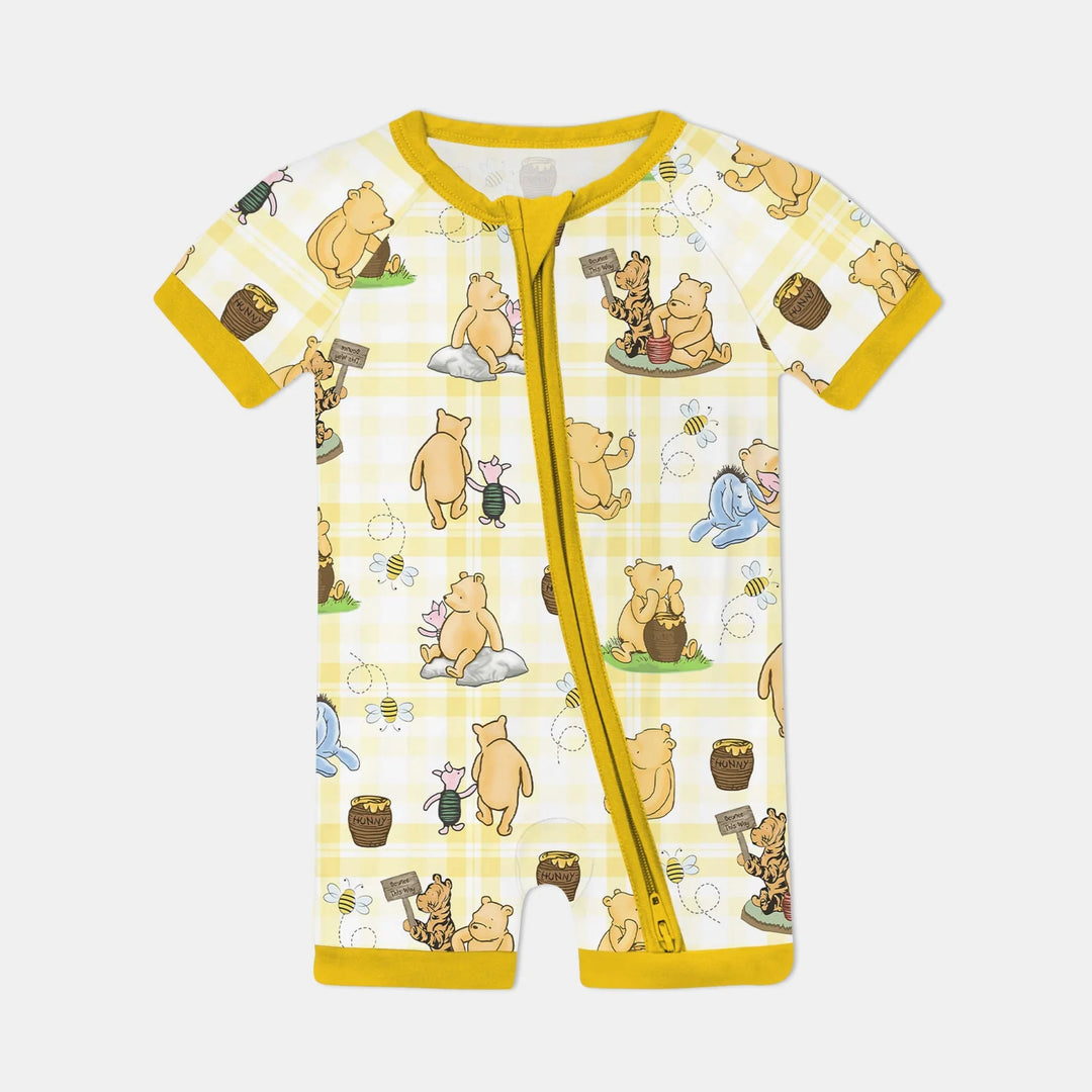 Bear & Friends Yellow Plaid Bamboo Shorty Zippy