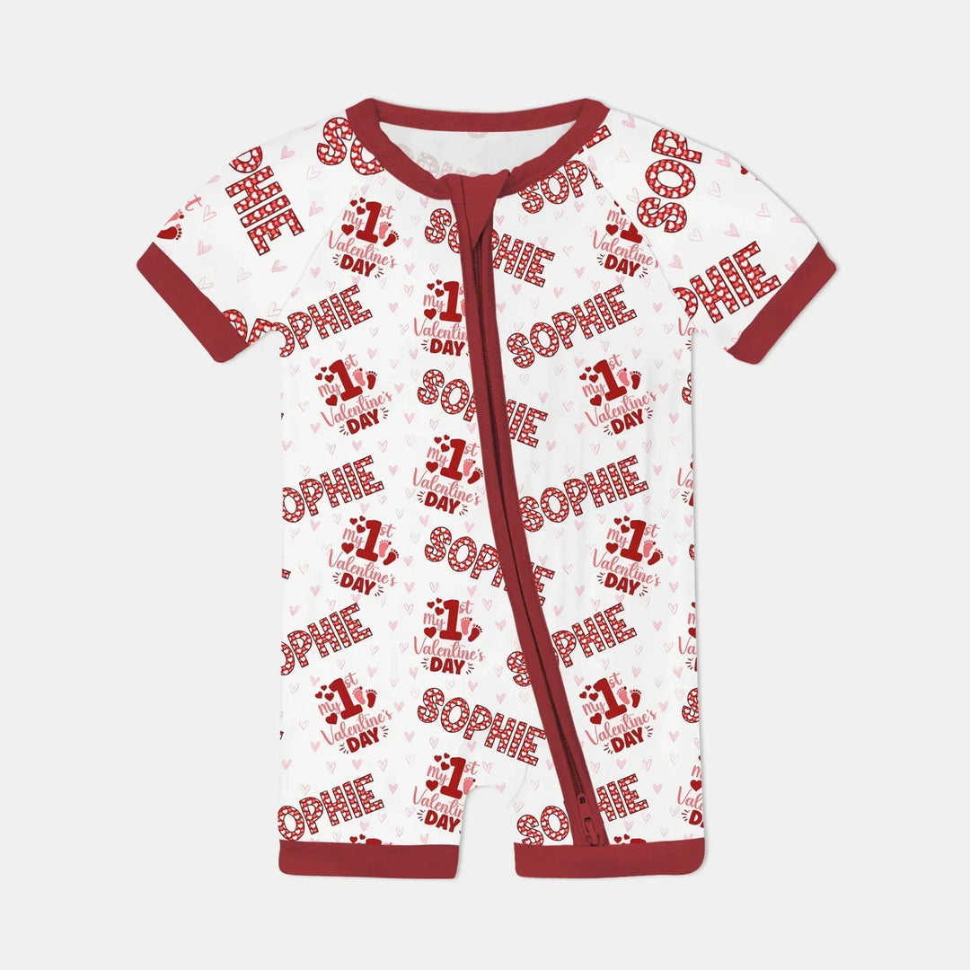 Custom Name My 1st Valentine's Day Bamboo Shorty Zippy
