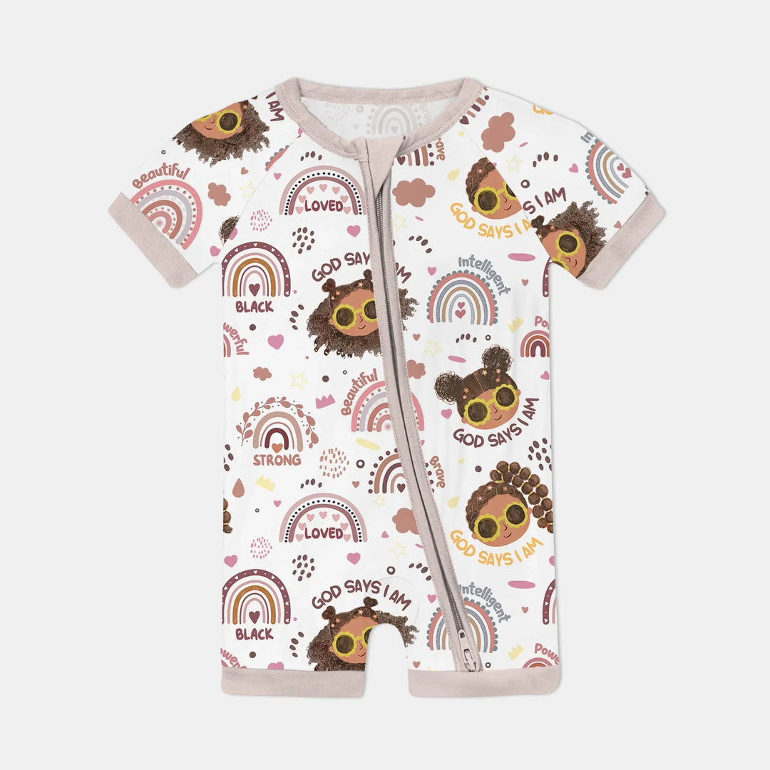 Afro African American Girl Bamboo Shorty Zippy