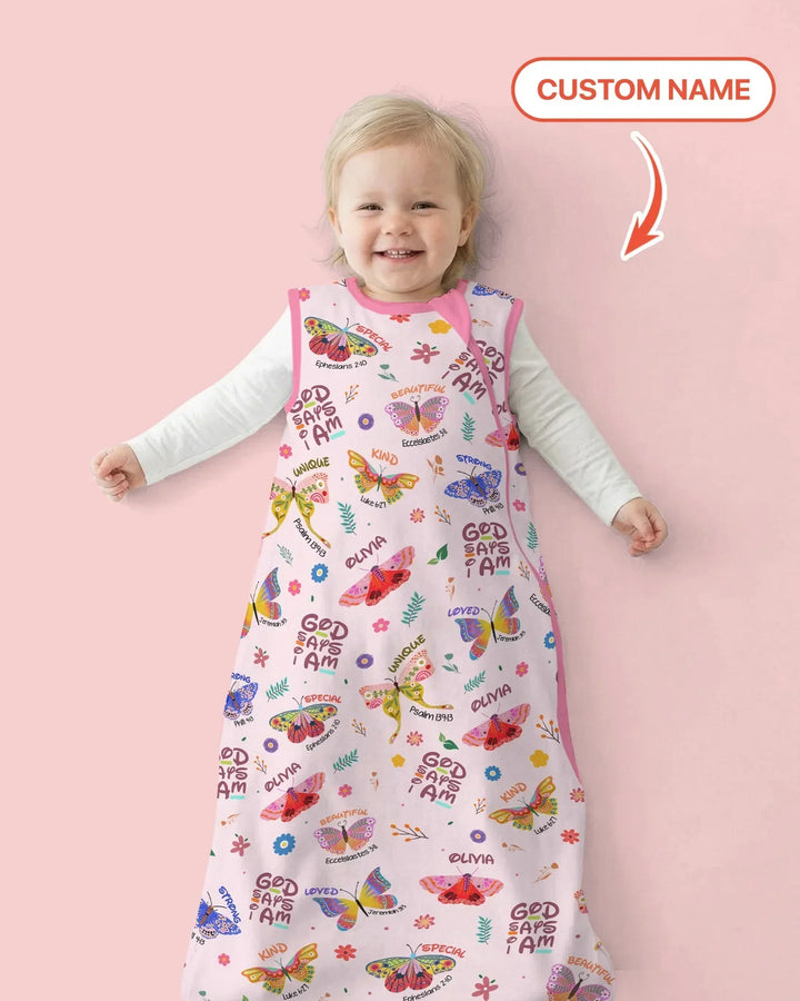 Custom Name God says I am Butterfly Bamboo Sleep Bag