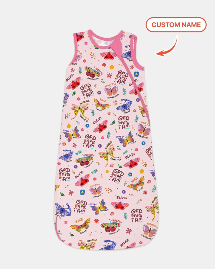 Custom Name God says I am Butterfly Bamboo Sleep Bag