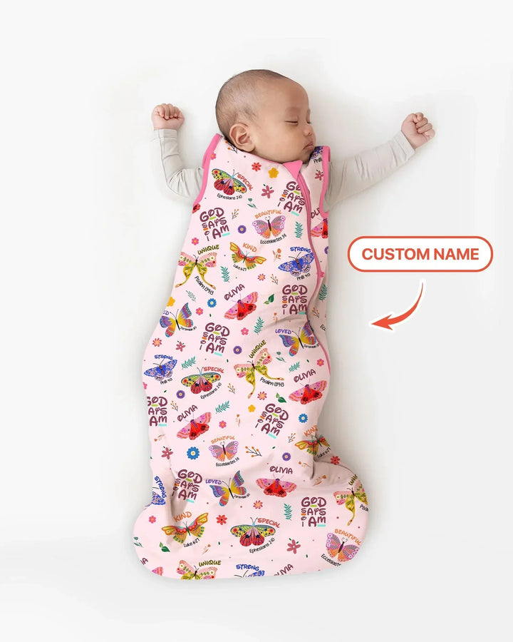Custom Name God says I am Butterfly Bamboo Sleep Bag