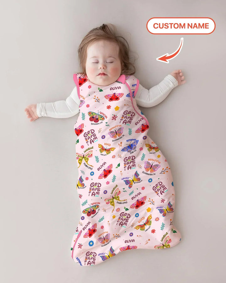 Custom Name God says I am Butterfly Bamboo Sleep Bag