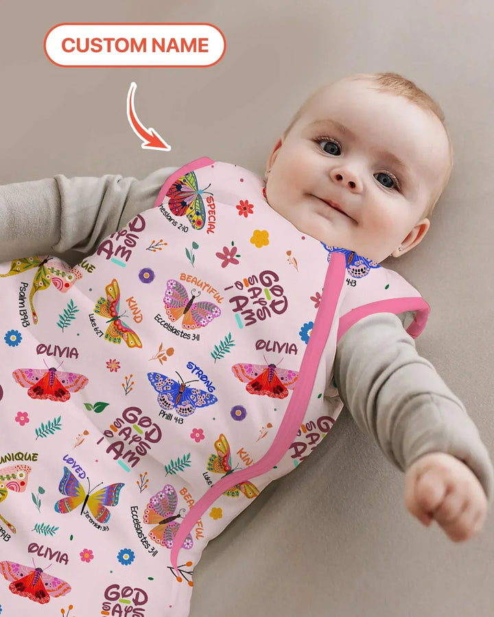Custom Name God says I am Butterfly Bamboo Sleep Bag