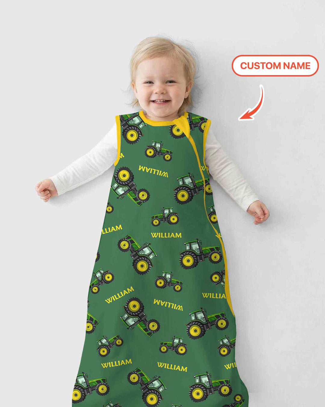 Custom Name Green Tractors Matching Daddy & Me  Bamboo Sleep Bag