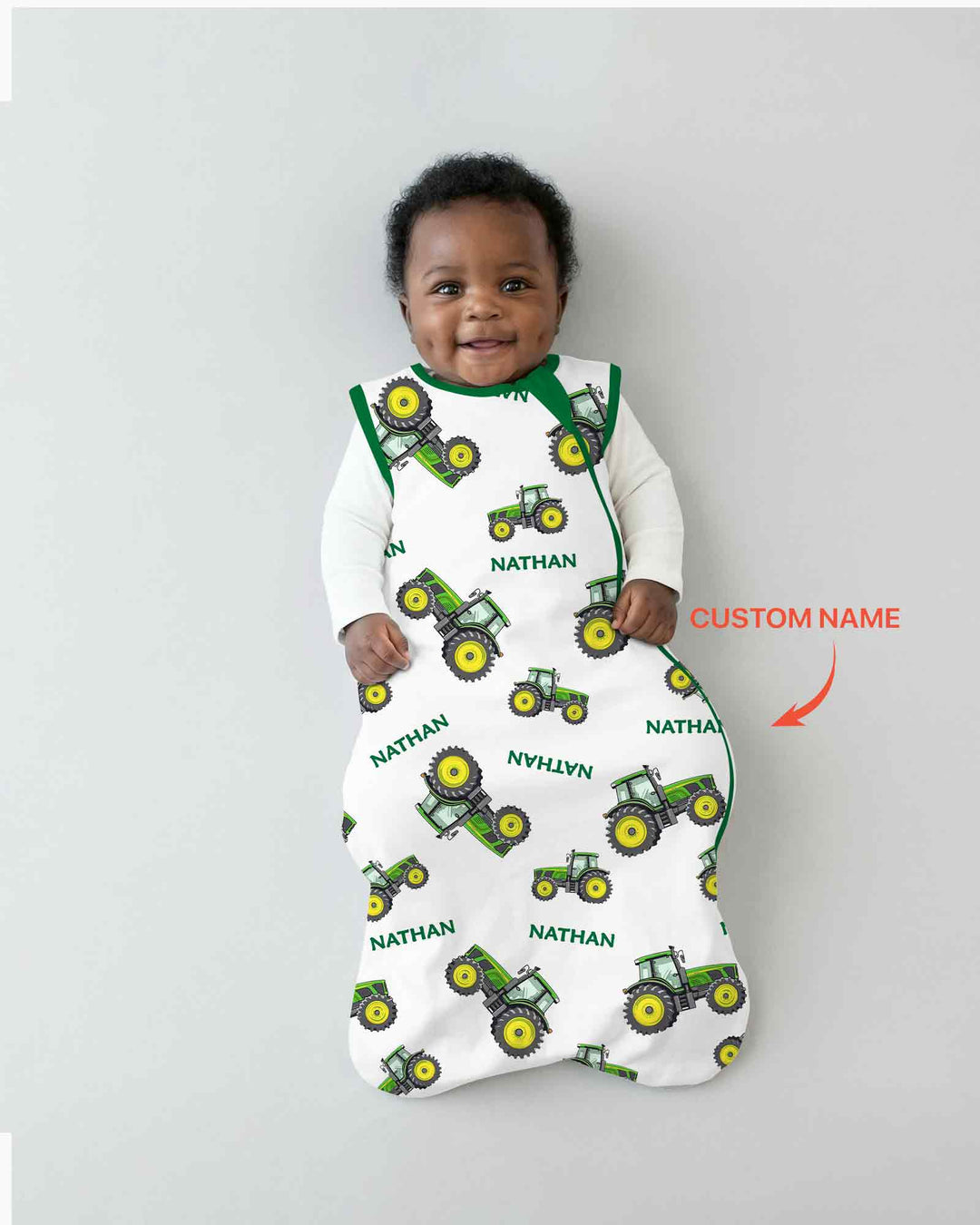 Custom Name Green Tractors Matching Daddy & Me  Bamboo Sleep Bag