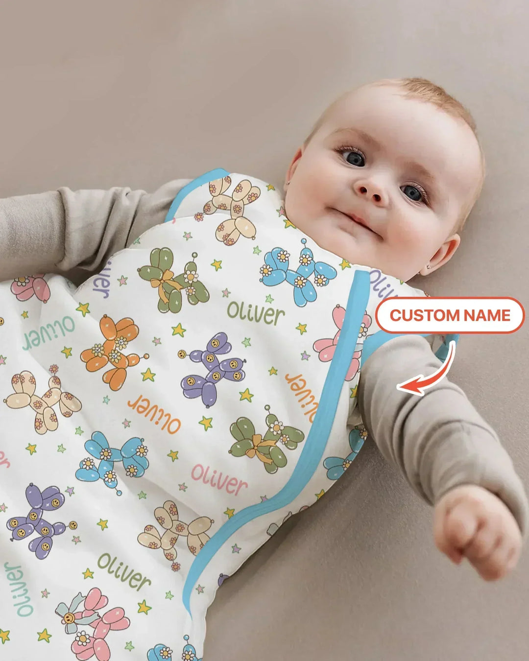 Custom Name Balloon Dog Bamboo Sleep Bag