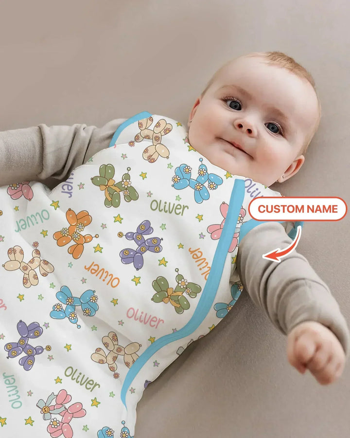 Custom Name Balloon Dog Bamboo Sleep Bag