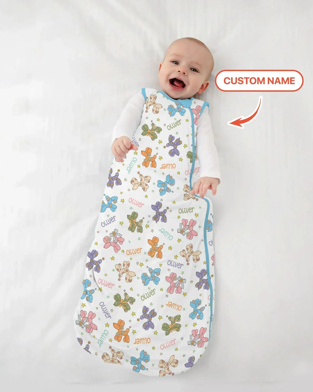 Custom Name Balloon Dog Bamboo Sleep Bag