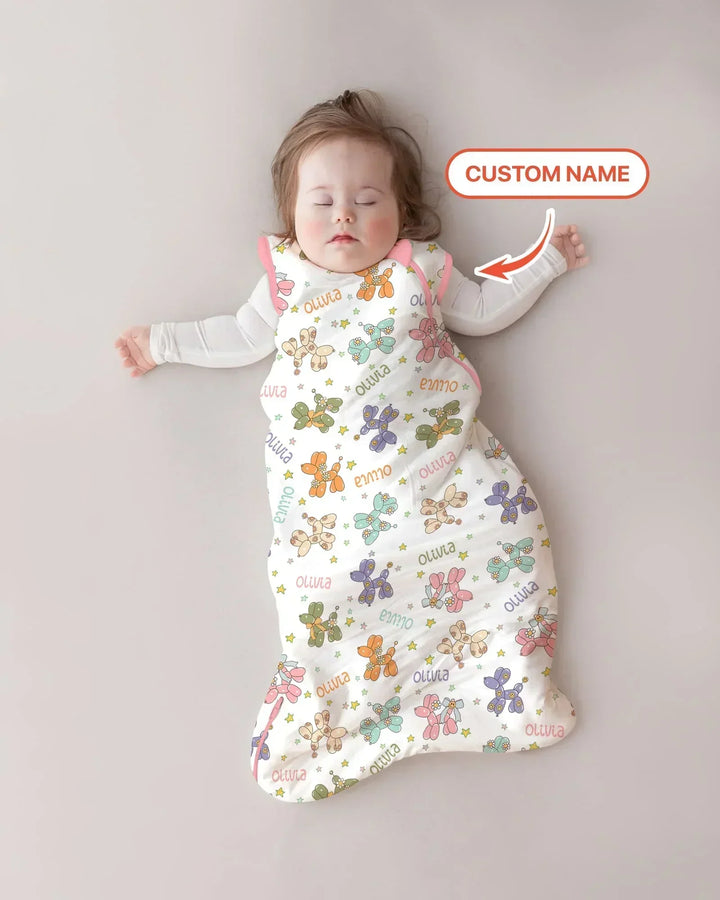Custom Name Balloon Dog Bamboo Sleep Bag
