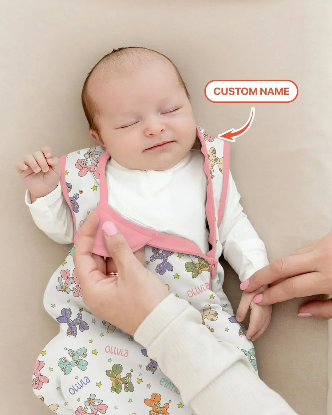 Custom Name Balloon Dog Bamboo Sleep Bag