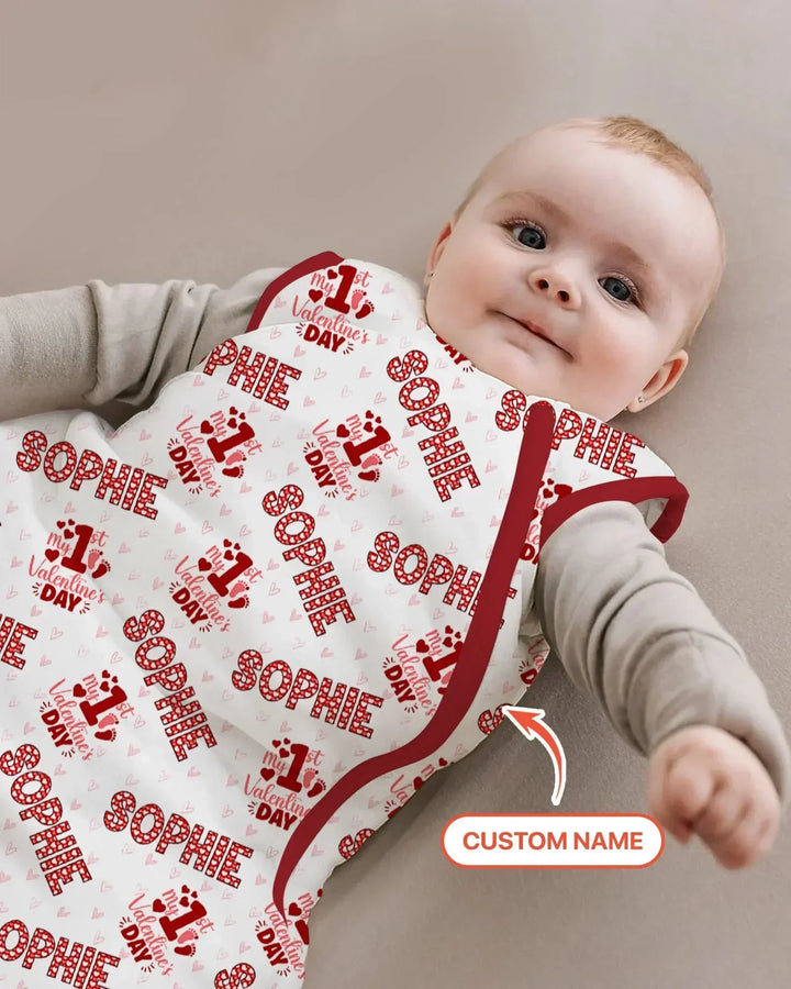 Custom Name My 1st Valentine's Day Bamboo Sleep Bag