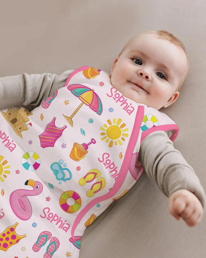 Custom Name Summer is Fun Bamboo Sleep Bag