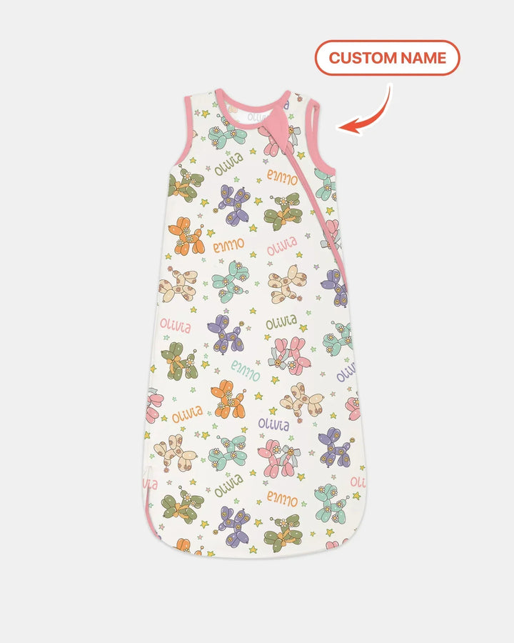 Custom Name Balloon Dog Bamboo Sleep Bag