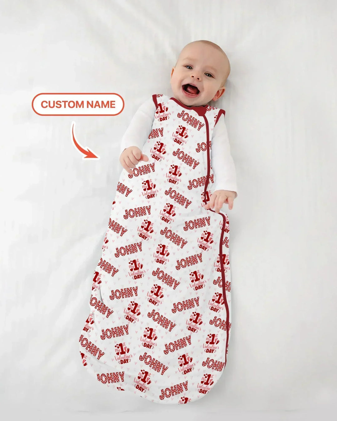 Custom Name My 1st Valentine's Day Bamboo Sleep Bag