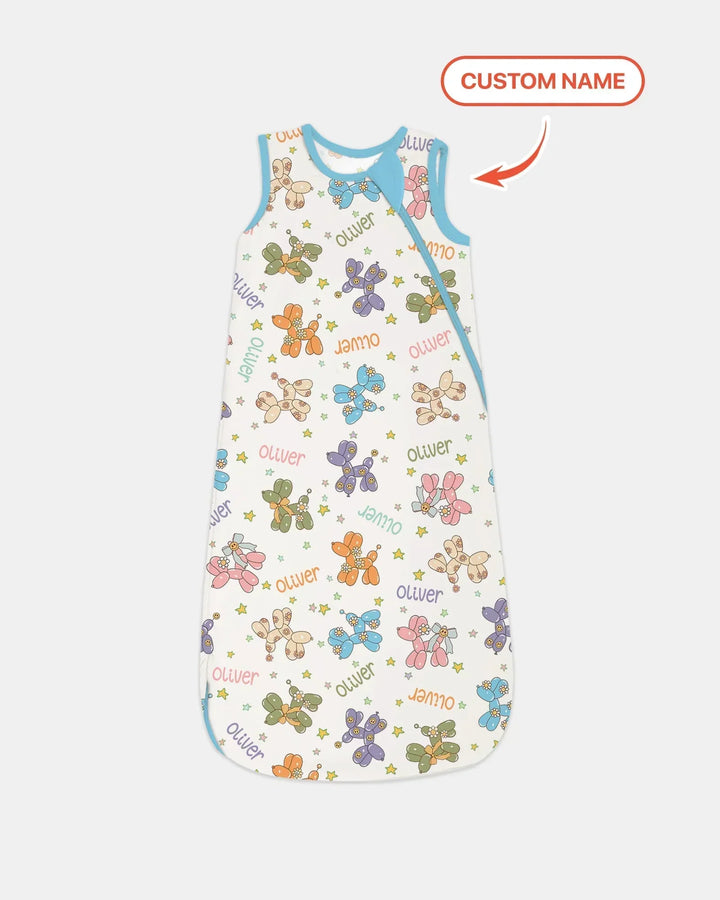 Custom Name Balloon Dog Bamboo Sleep Bag