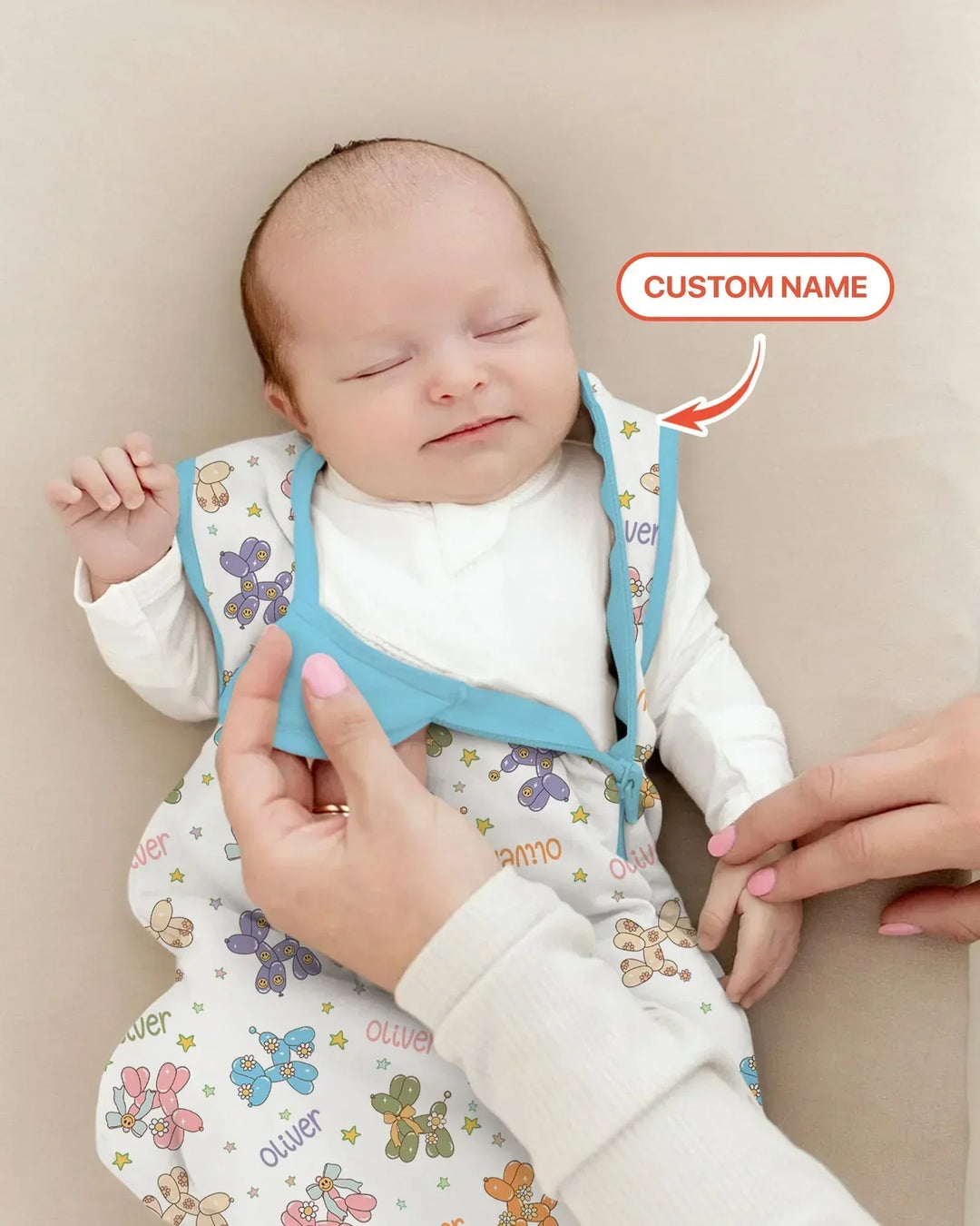 Custom Name Balloon Dog Bamboo Sleep Bag