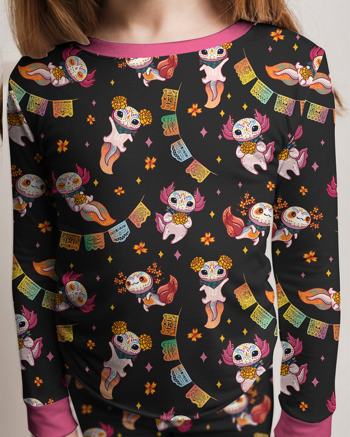 Axololt Día de los Muertos Bamboo Two Piece Long Sleeve Pajama Set