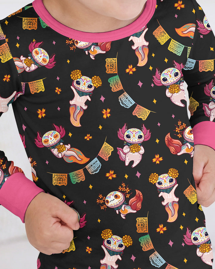 Axololt Día de los Muertos Bamboo Two Piece Long Sleeve Pajama Set